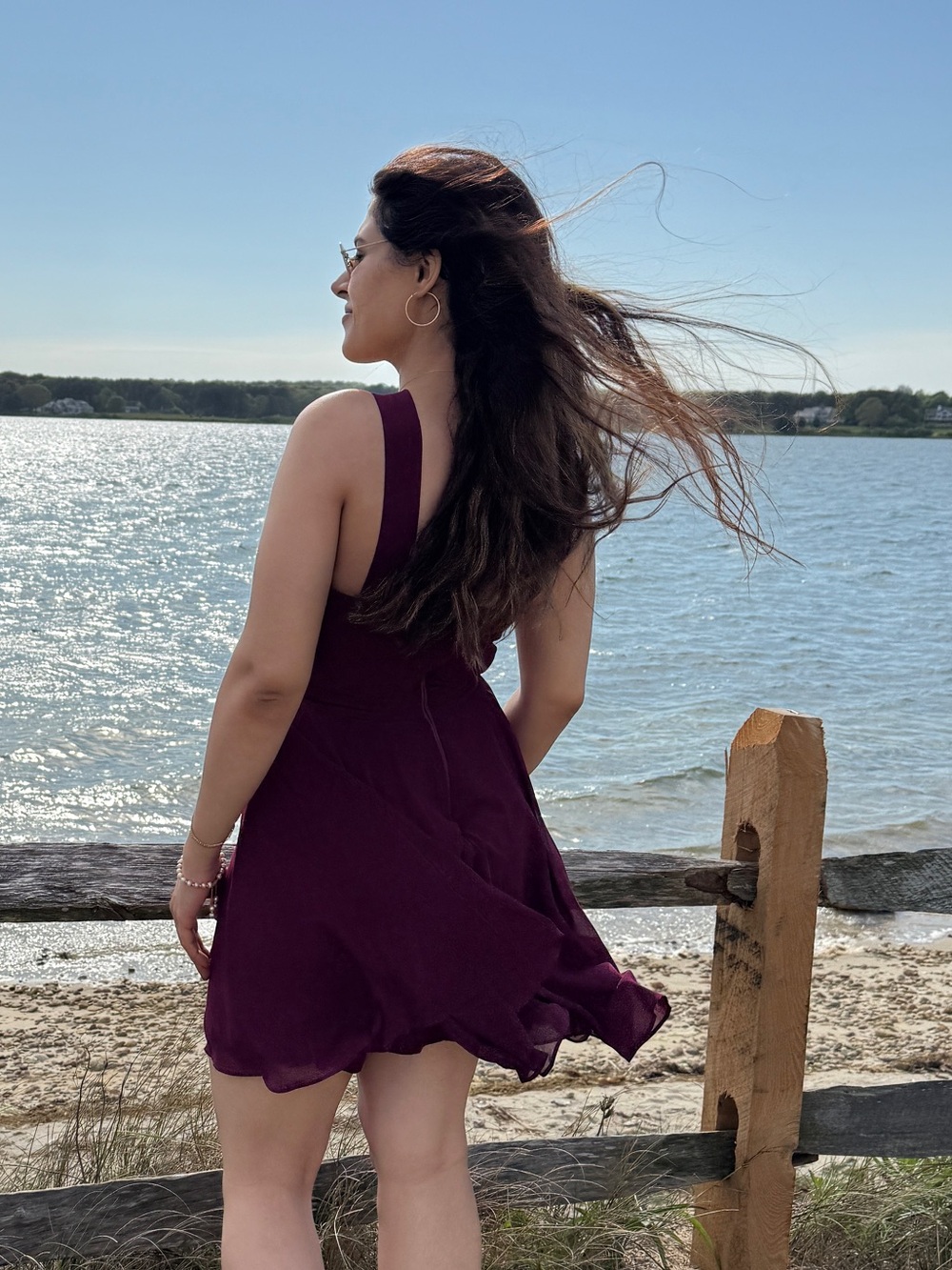 Lulu's Wine Red Chiffon Dress